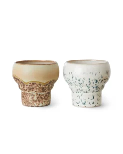 HK Living 70S Ceramics Lungo Mugs Set Of 2 Coral