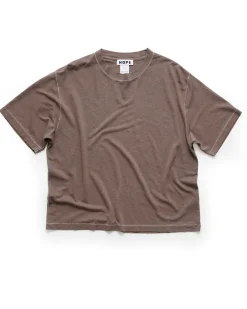 HOPE Boxy Roll Tee Plum Grey Hemp