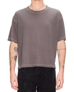 HOPE Boxy Roll Tee Plum Grey Hemp