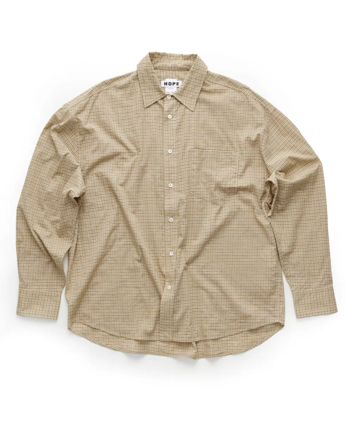 HOPE Room Shirt Beige Check Voile