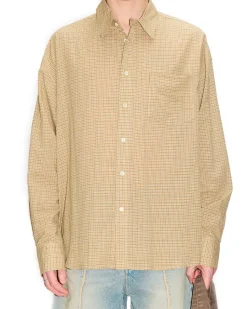HOPE Room Shirt Beige Check Voile