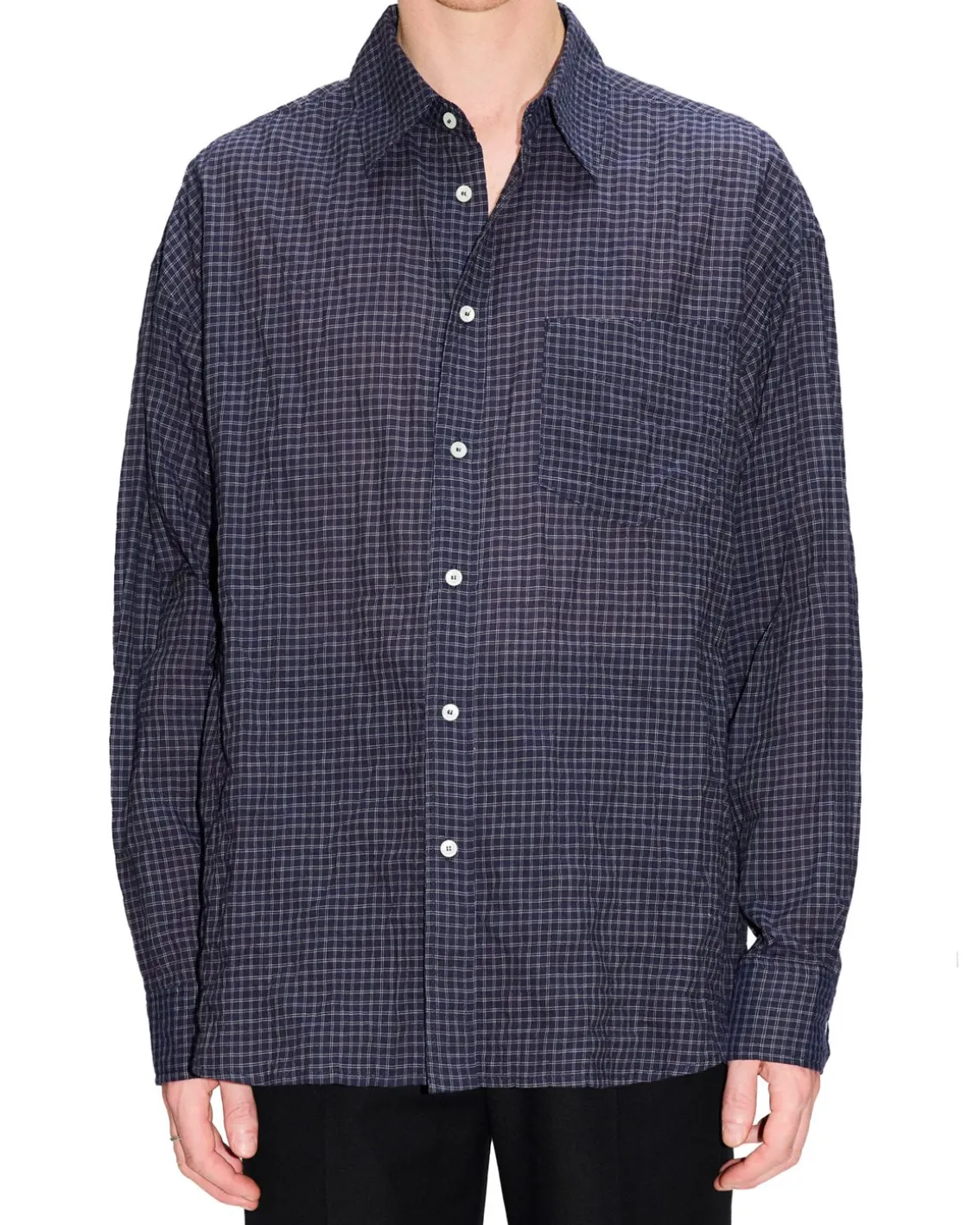 HOPE Room Shirt Blue Micro Check