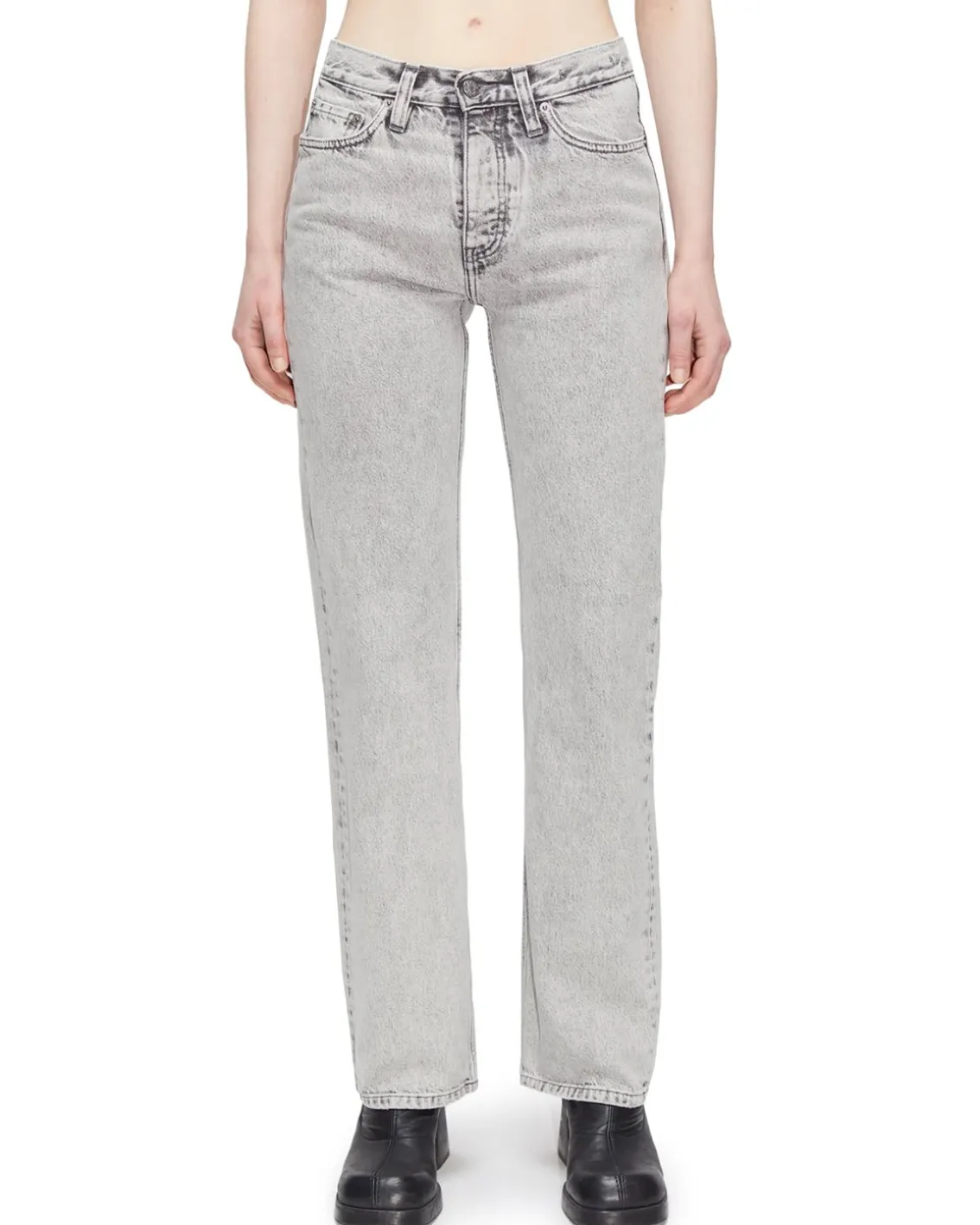 HOPE Rush Relaxed Bootcut Jeans Light Grey Stone