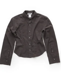 HOPE Shape Shirt Dark Brown Check