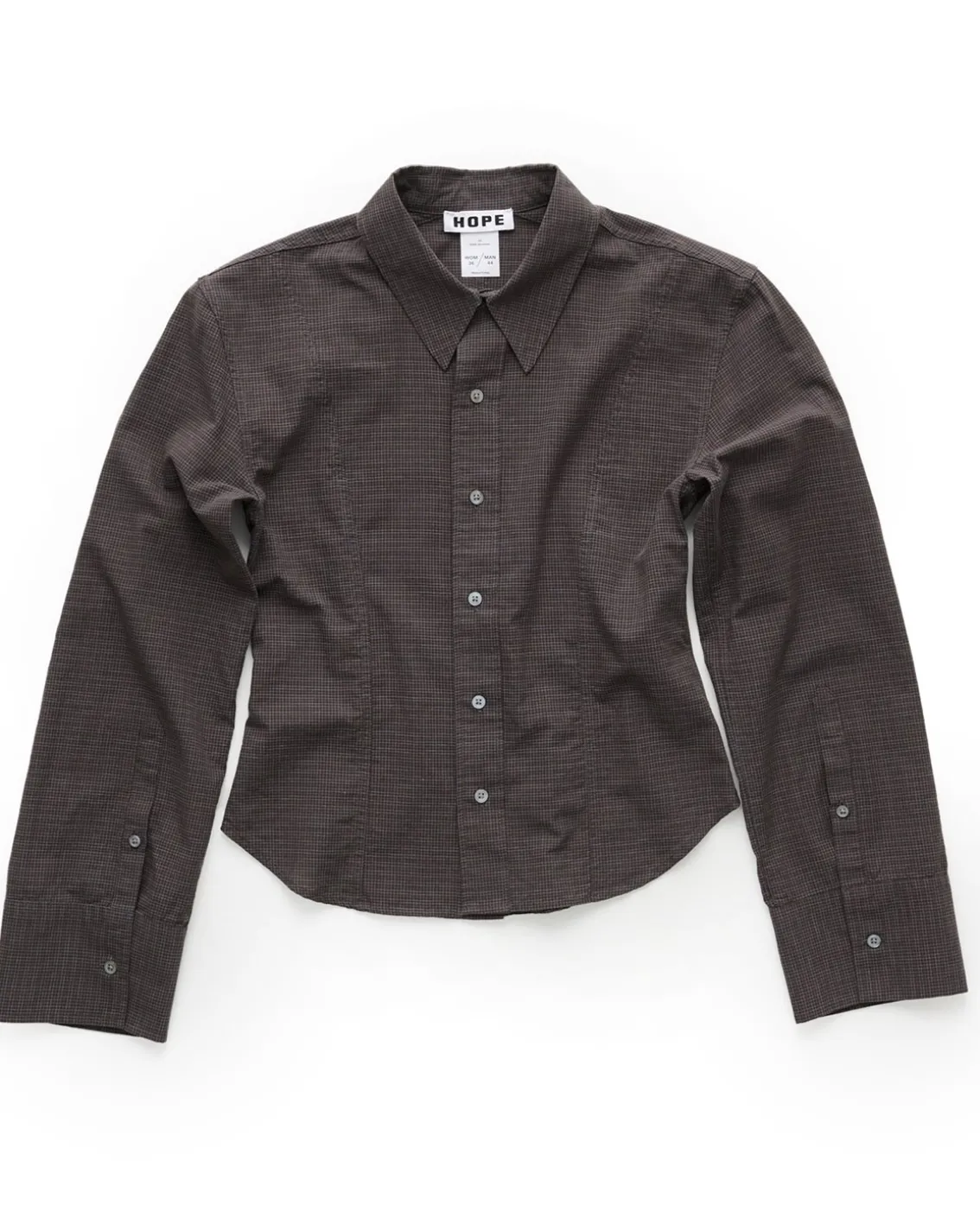 HOPE Shape Shirt Dark Brown Check