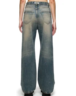 HOPE Skid Wide Leg Jeans Mid Blue Dirty