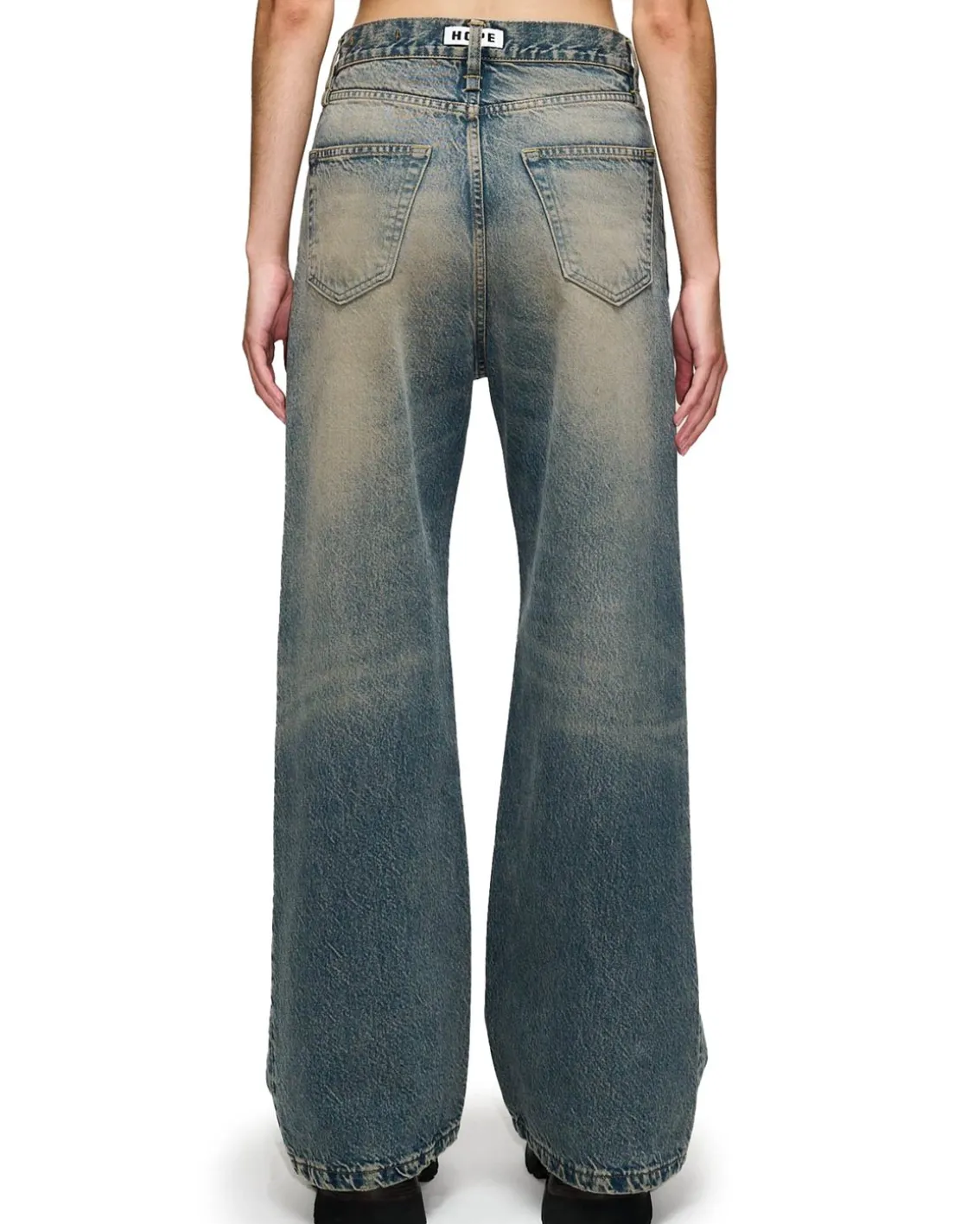 HOPE Skid Wide Leg Jeans Mid Blue Dirty
