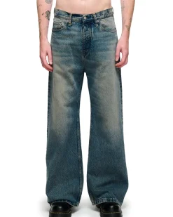 HOPE Skid Wide Leg Jeans Mid Blue Dirty