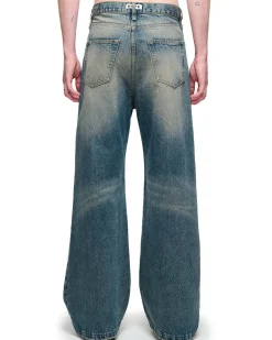HOPE Skid Wide Leg Jeans Mid Blue Dirty
