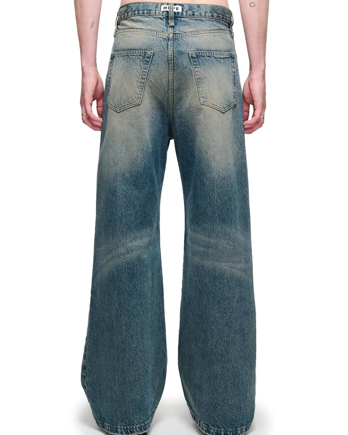 HOPE Skid Wide Leg Jeans Mid Blue Dirty