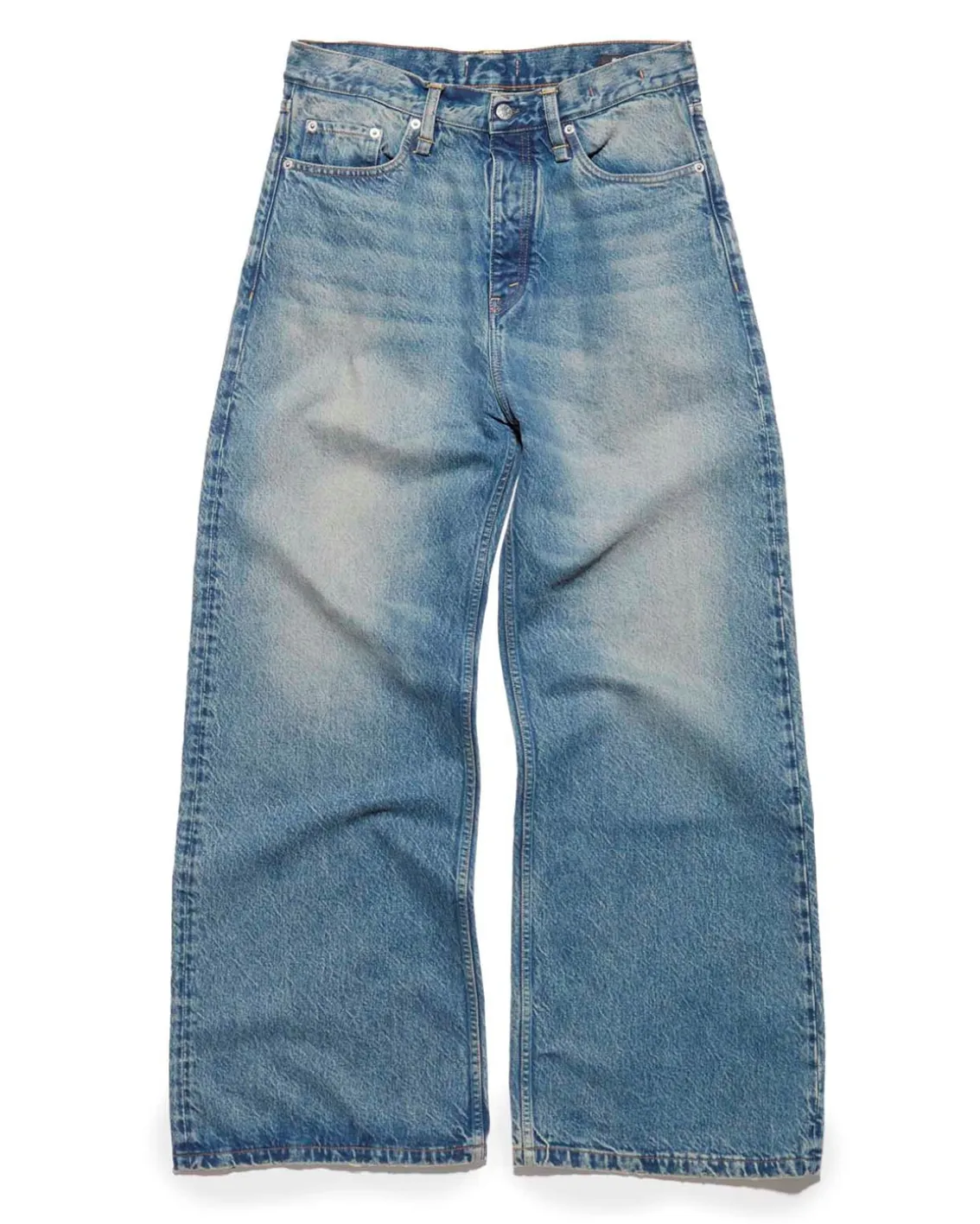 HOPE Skid Wide Leg Jeans Mid Blue Dirty