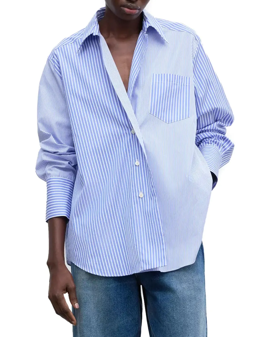 House of Dagmar Asymmetric Shirt Blue Stripe