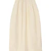 House of Dagmar Curved Pleated Skirt Cream White