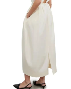 House of Dagmar Curved Pleated Skirt Cream White