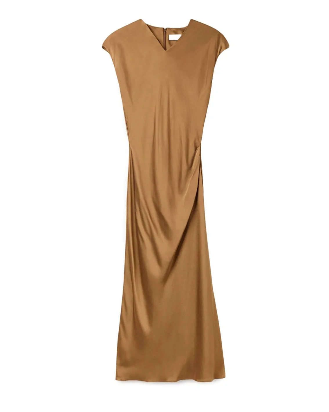 House of Dagmar Fluid V-Neck Dress Dull Gold