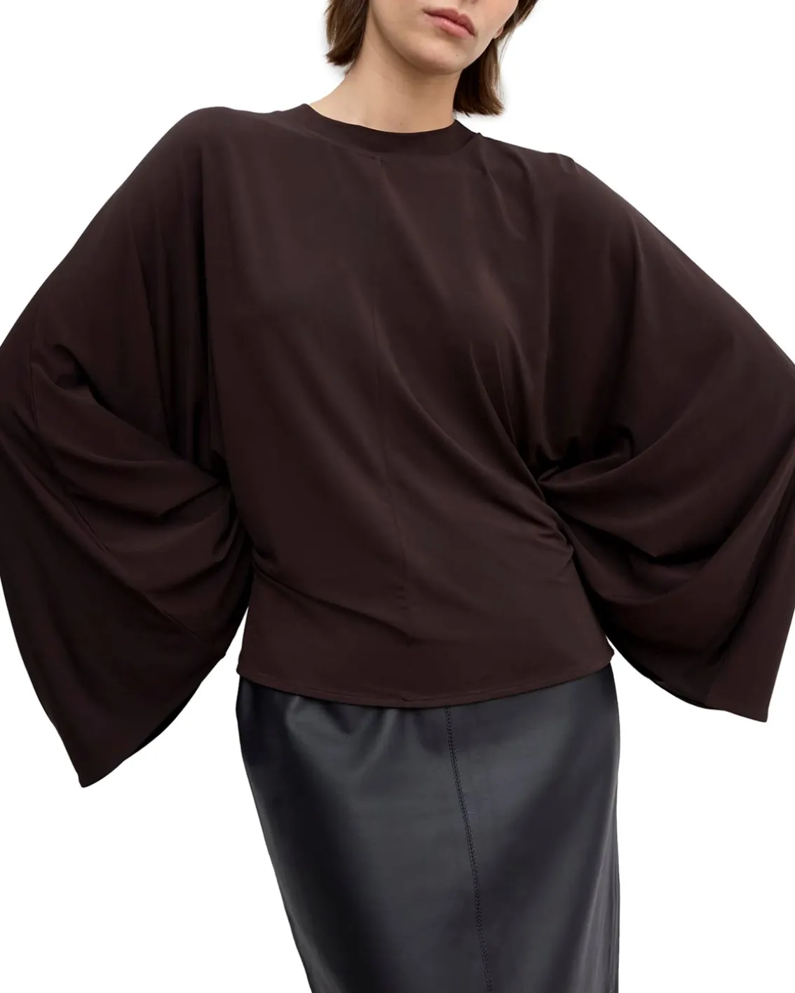 House of Dagmar Jersey Kimono Top Chocolate Brown