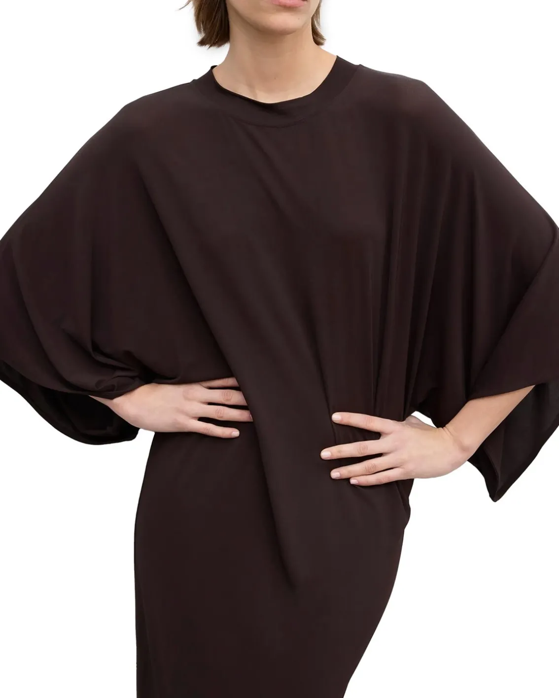 House of Dagmar Jersey Kimono Dress Chocolate Brown