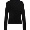 House of Dagmar Lace Knit Top Black