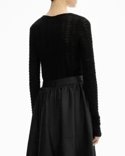 House of Dagmar Lace Knit Top Black