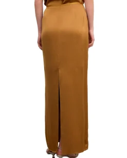 House of Dagmar Maxi Fluid Skirt Dull Gold