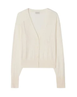 House of Dagmar Pointelle Cardigan Ivory White