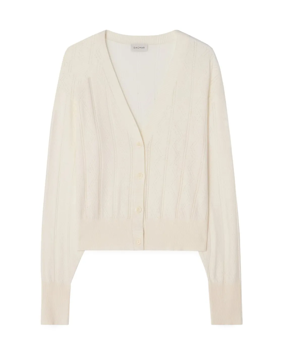 House of Dagmar Pointelle Cardigan Ivory White