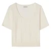 House of Dagmar Pointelle Knit Top Ivory White