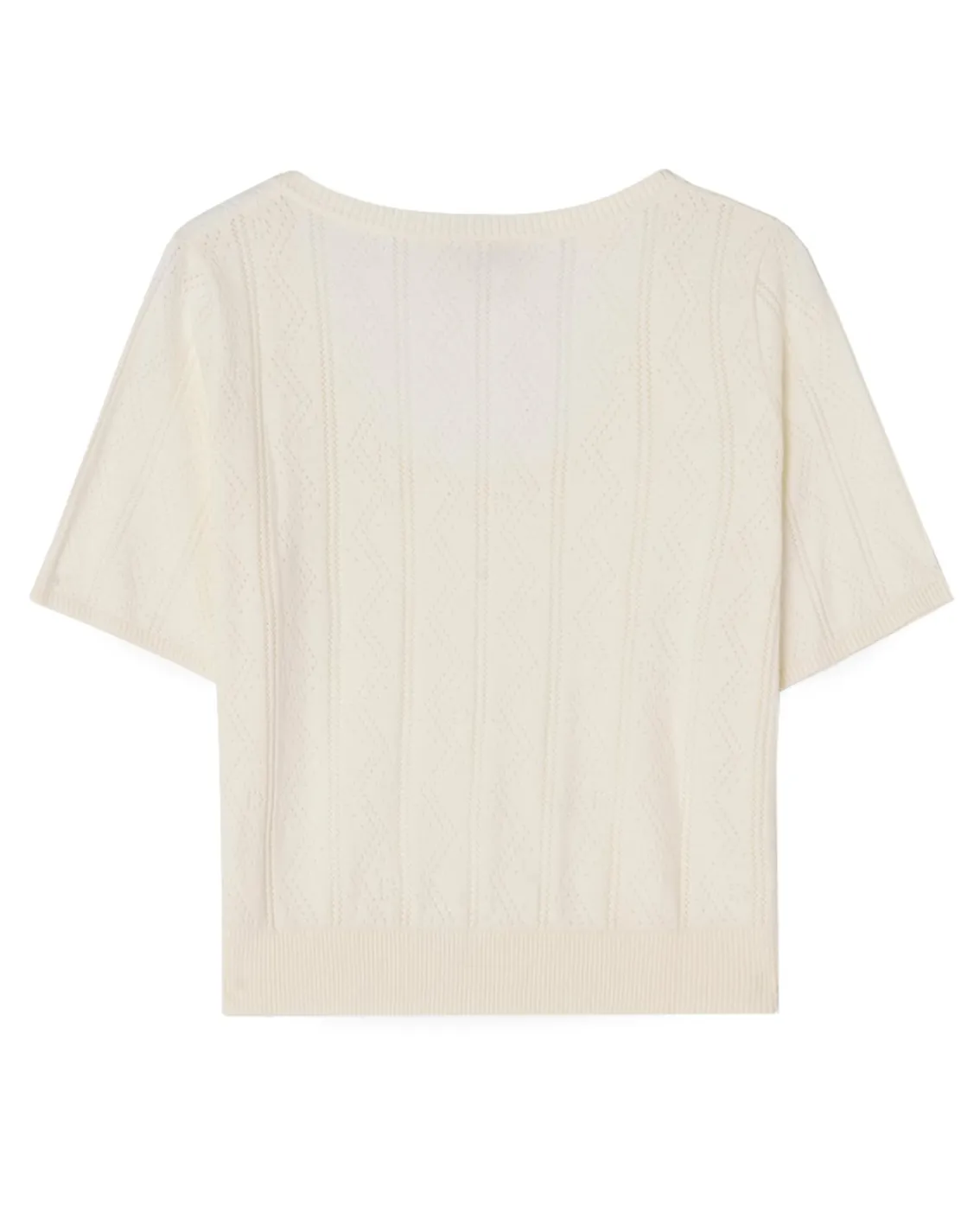 House of Dagmar Pointelle Knit Top Ivory White