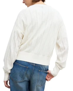House of Dagmar Pointelle Cardigan Ivory White