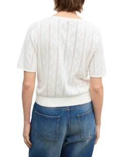 House of Dagmar Pointelle Knit Top Ivory White