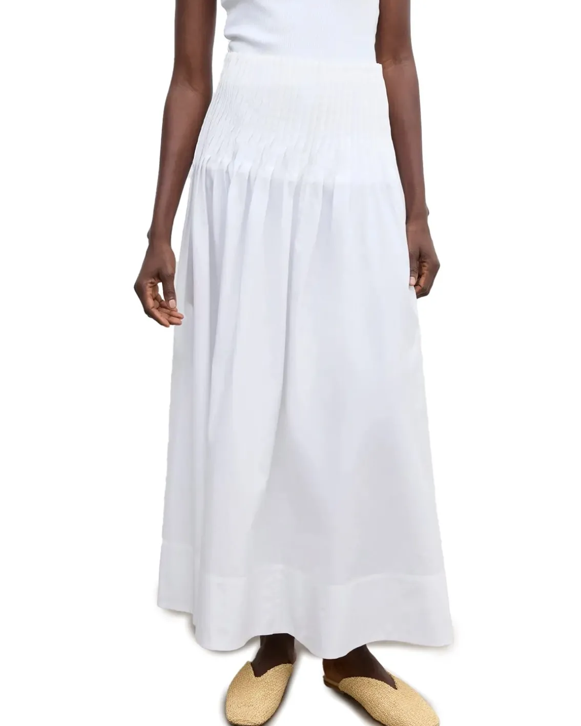 House of Dagmar Poplin Maxi Skirt White