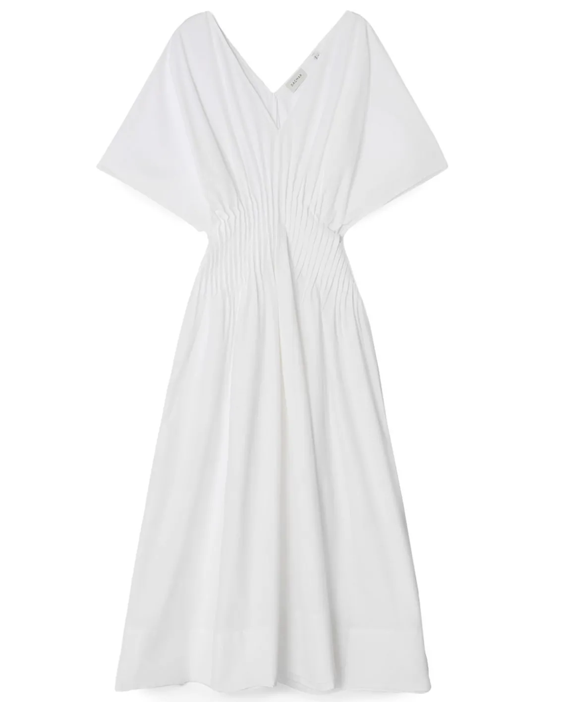 House of Dagmar Poplin V-Neck Dress White