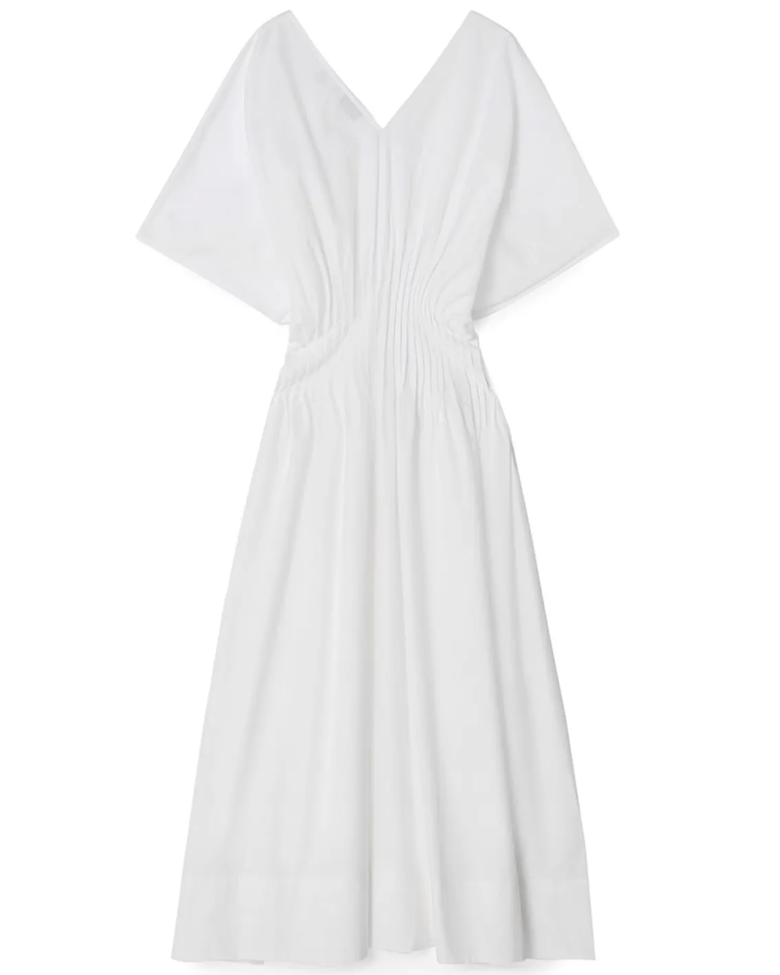 House of Dagmar Poplin V-Neck Dress White