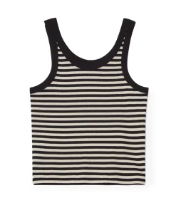 House of Dagmar Ribbed Tank Top Black White