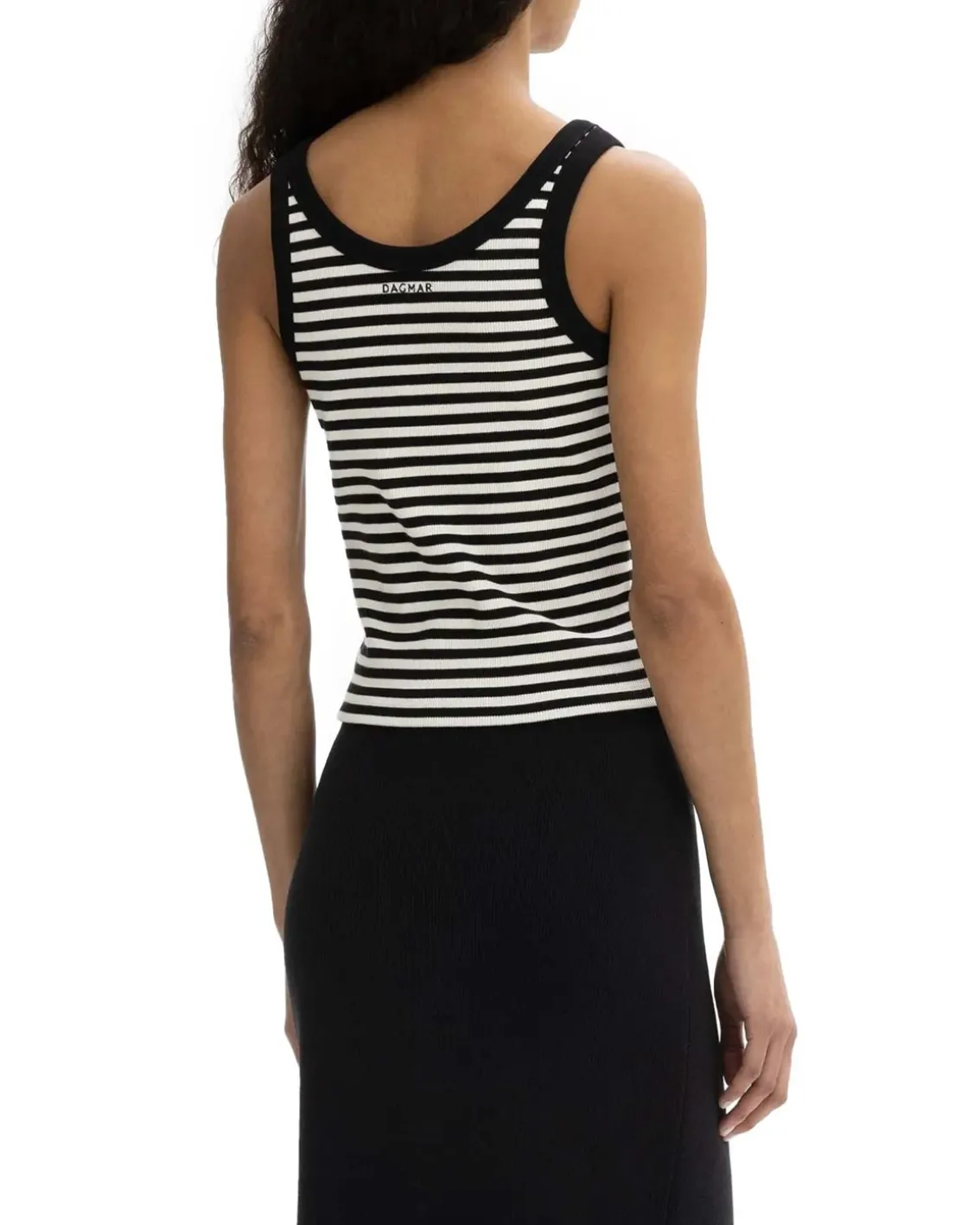 House of Dagmar Ribbed Tank Top Black White