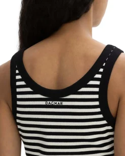 House of Dagmar Ribbed Tank Top Black White