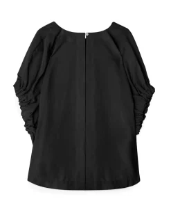 House of Dagmar Rouched V-Neck Top Black