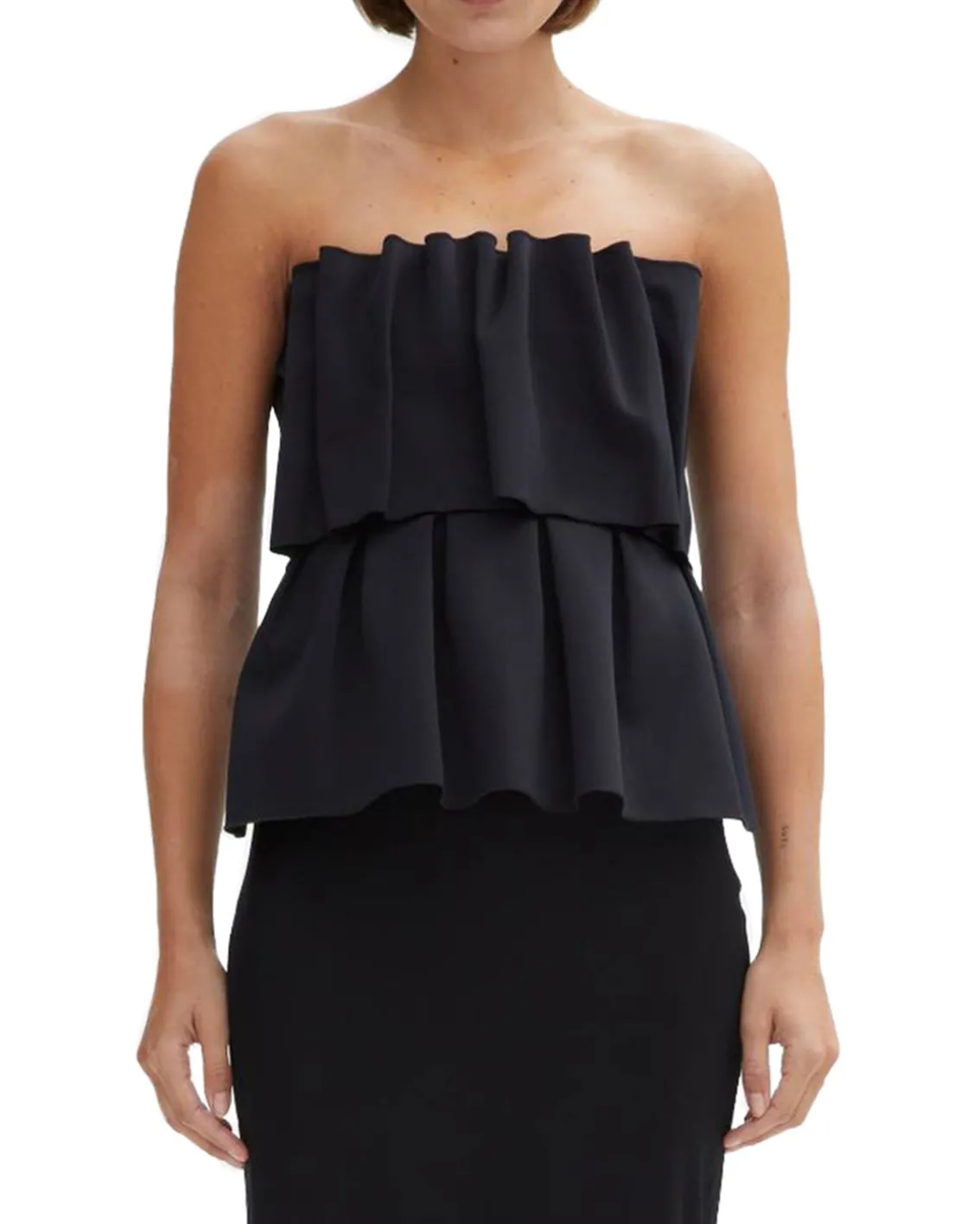 House of Dagmar Sculpted Tube Top Black