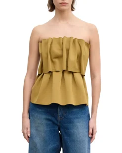 House of Dagmar Sculpted Tube Top Dull Gold