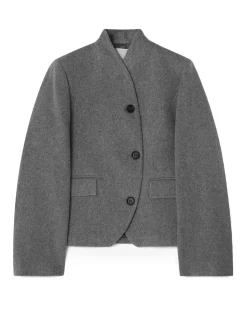 House of Dagmar Short Curved Jacket Grey Melange