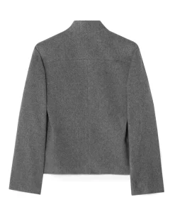 House of Dagmar Short Curved Jacket Grey Melange