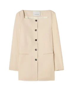 House of Dagmar Square Neck Blazer Sand Beige