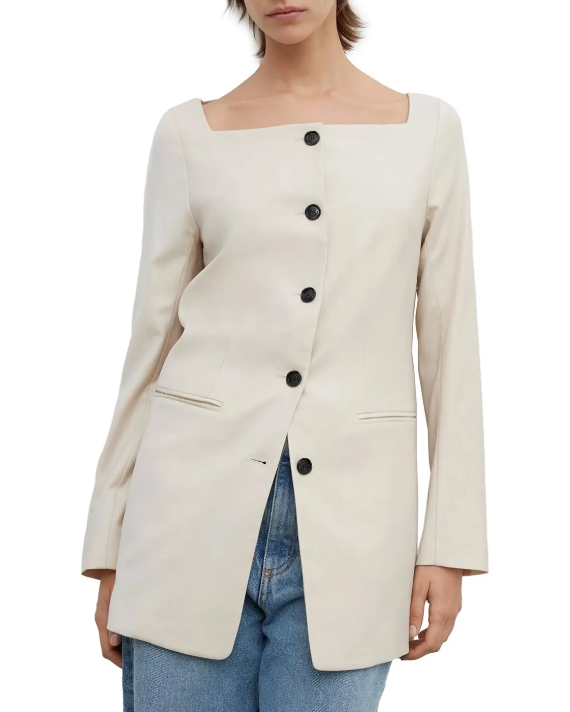 House of Dagmar Square Neck Blazer Sand Beige
