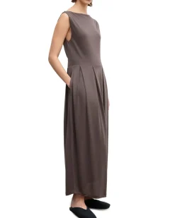 House of Dagmar Square Neck Dress Sepia