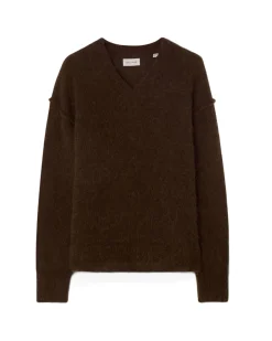 House of Dagmar V-Neck Alpaca Knit Tobacco Brown