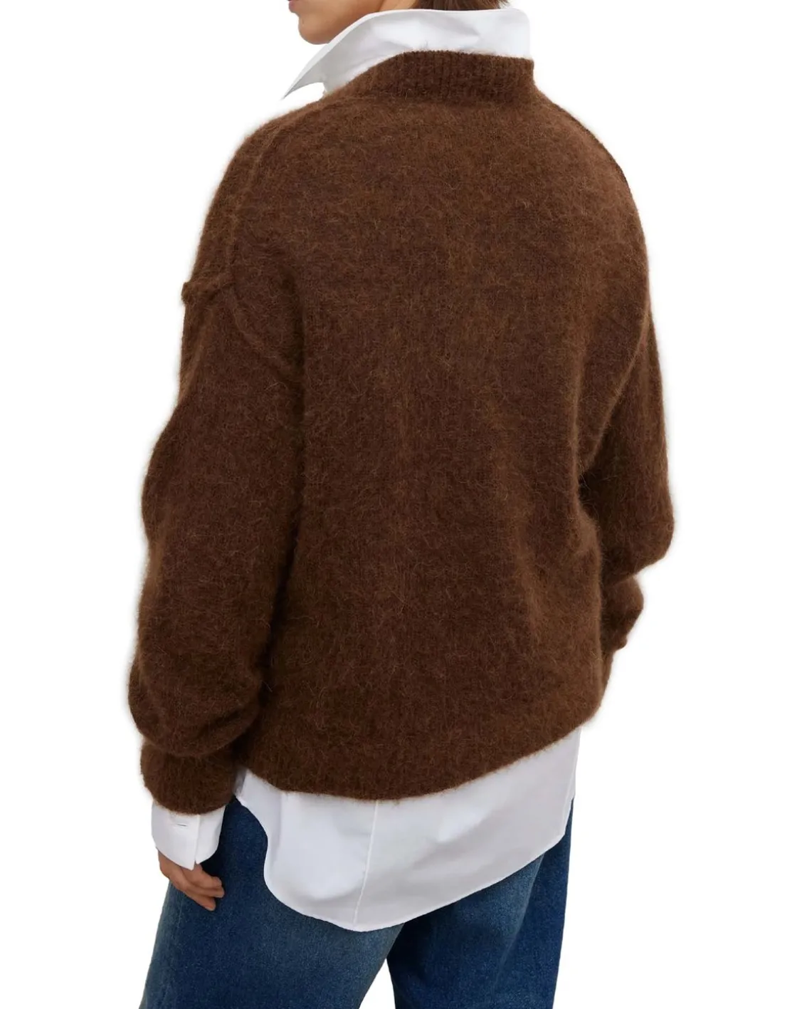 House of Dagmar V-Neck Alpaca Knit Tobacco Brown