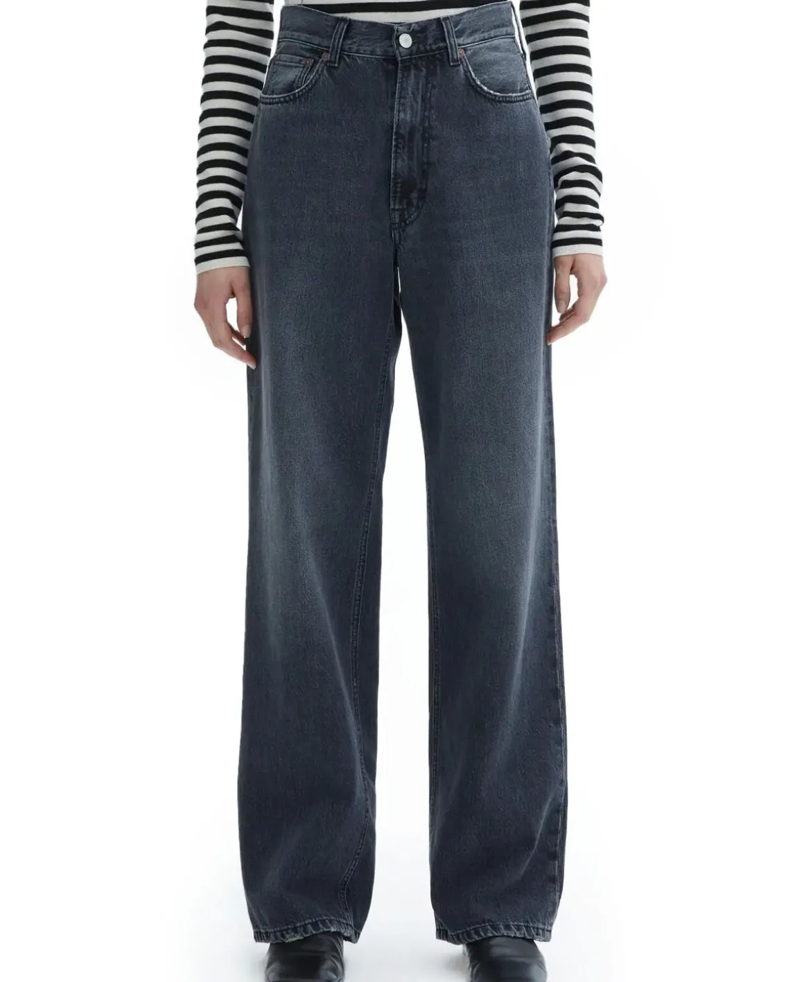 House of Dagmar Wide Leg Denim Dark Grey