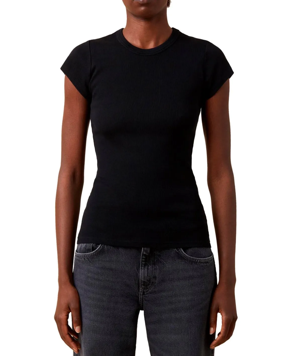Jeanerica Valeria Rib Tee Black