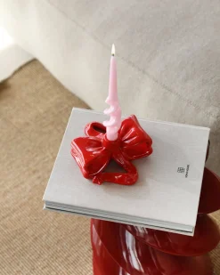 &Klevering Ribbon Candle Holder Red