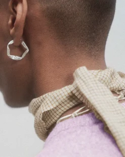 Kultur 5 Buckled Earrings Silver